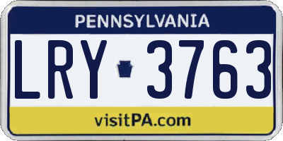 PA license plate LRY3763