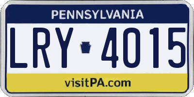 PA license plate LRY4015