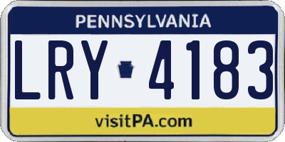 PA license plate LRY4183