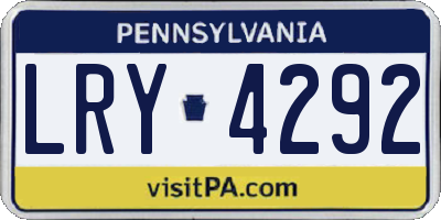 PA license plate LRY4292