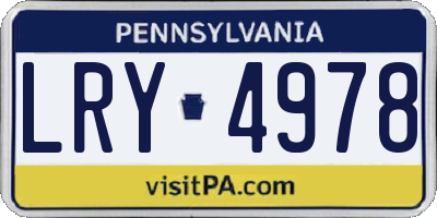PA license plate LRY4978