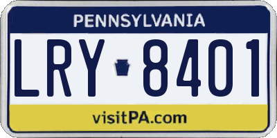 PA license plate LRY8401