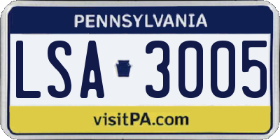 PA license plate LSA3005