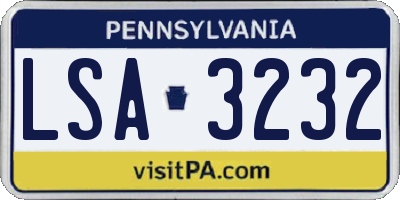 PA license plate LSA3232