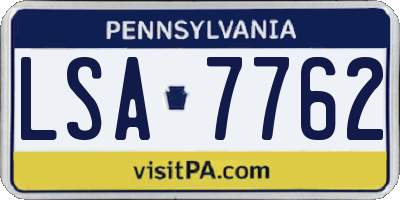 PA license plate LSA7762