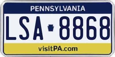 PA license plate LSA8868