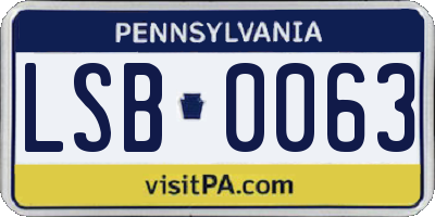 PA license plate LSB0063