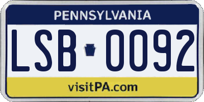 PA license plate LSB0092