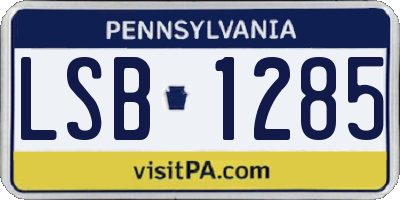 PA license plate LSB1285