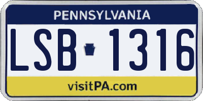 PA license plate LSB1316