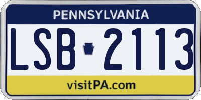 PA license plate LSB2113