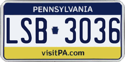 PA license plate LSB3036