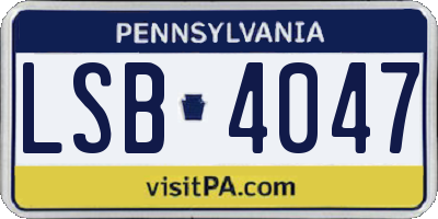 PA license plate LSB4047