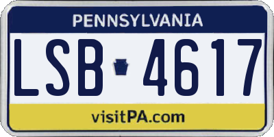 PA license plate LSB4617
