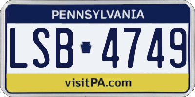 PA license plate LSB4749