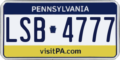 PA license plate LSB4777
