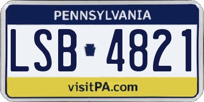PA license plate LSB4821