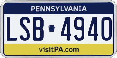 PA license plate LSB4940