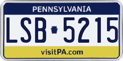 PA license plate LSB5215