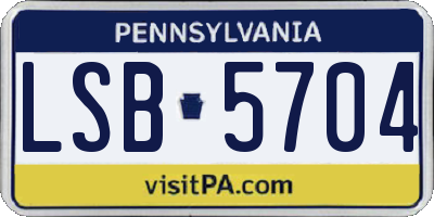 PA license plate LSB5704