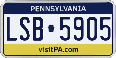 PA license plate LSB5905
