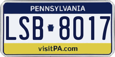 PA license plate LSB8017