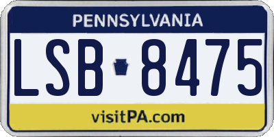 PA license plate LSB8475