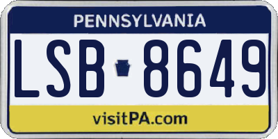 PA license plate LSB8649
