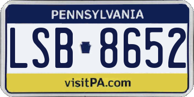 PA license plate LSB8652
