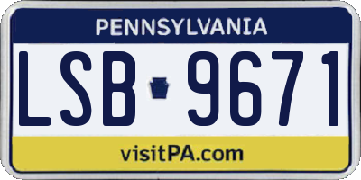 PA license plate LSB9671