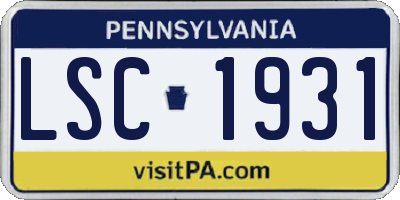 PA license plate LSC1931