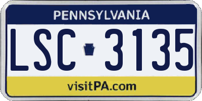 PA license plate LSC3135