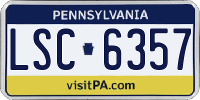 PA license plate LSC6357