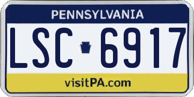 PA license plate LSC6917
