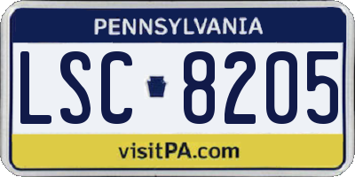 PA license plate LSC8205