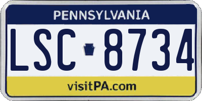 PA license plate LSC8734