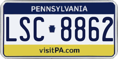 PA license plate LSC8862