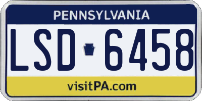 PA license plate LSD6458