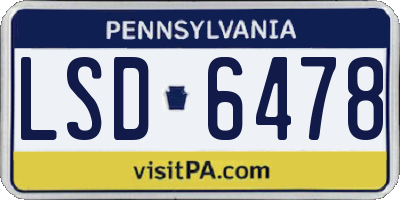 PA license plate LSD6478