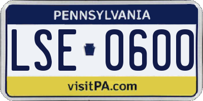 PA license plate LSE0600