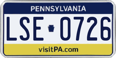 PA license plate LSE0726