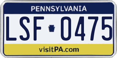 PA license plate LSF0475