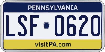 PA license plate LSF0620
