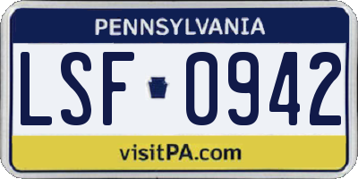 PA license plate LSF0942