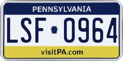 PA license plate LSF0964