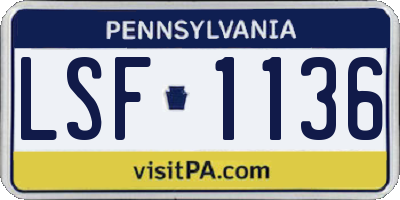 PA license plate LSF1136