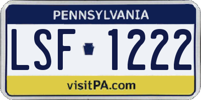 PA license plate LSF1222