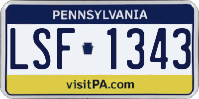 PA license plate LSF1343