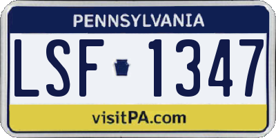PA license plate LSF1347