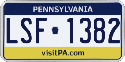 PA license plate LSF1382